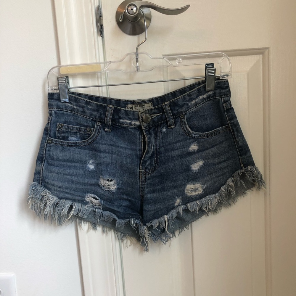 Free people jean shark bite ripped shorts